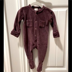 L’ovedbaby Velvet Plum Footie Onesie